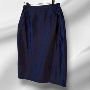 Terramina Collection Navy Blue‎ Sateen Midi Pencil Skirt Size 14
